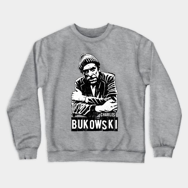 Charles Bukowski Stencil Portrait Crewneck Sweatshirt by CultureClashClothing